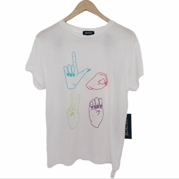 NWT WILDFOX x REVOLVE Sign Language Love Tee - Picture 1 of 5